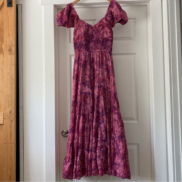 Free People Short Puff Sleeve Sundrenched Maxi Dress - Picture 2 of 7